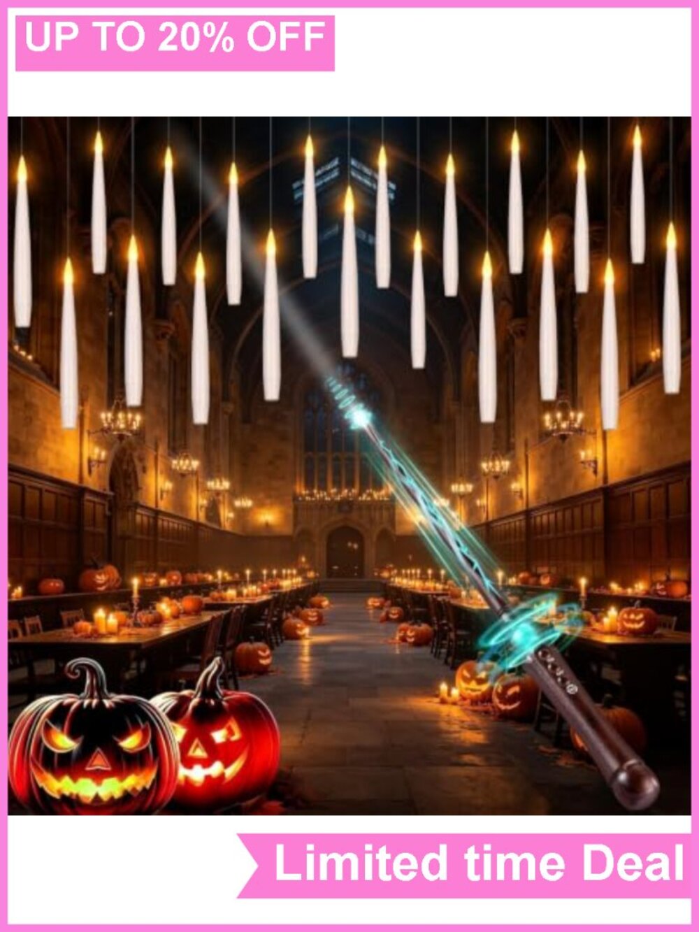 20Pc Floating Candles with Magic Wand Flameless LED Hanging